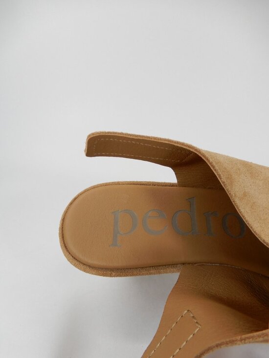 Pedro Garcia Flavie Platform Wedge Slingback Sandals Size 10 40 Tan Suede NEW
